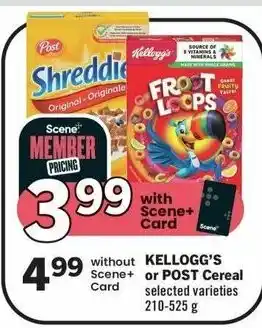 IGA KELLOGG'S or POST Cereal 210-525 g offer