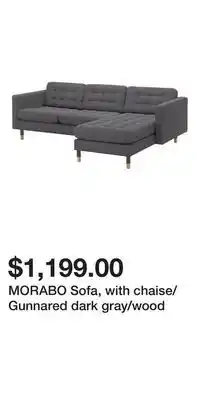 IKEA Morabo sofa, with chaise/gunnared dark gray/wood offer