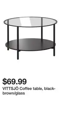 IKEA Vittsjö coffee table, black-brown/glass offer