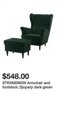 IKEA Strandmon armchair and footstool, djuparp dark green offer