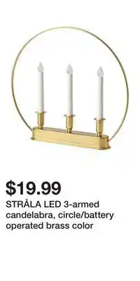 IKEA Stråla led 3-armed candelabra, circle/battery operated brass color offer