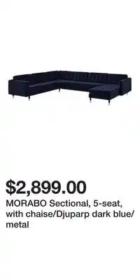IKEA Morabo sectional, 5-seat, with chaise/djuparp dark blue/metal offer
