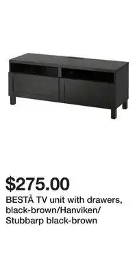 IKEA Bestå tv unit with drawers, black-brown/hanviken/stubbarp black-brown offer