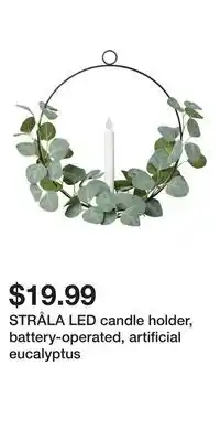 IKEA Stråla led candle holder, battery-operated, artificial eucalyptus offer