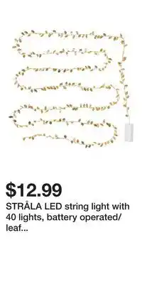IKEA Stråla led string light with 40 lights, battery operated/leaf gold-colour offer