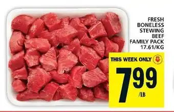 Food Basics FRESH BONELESS STEWING BEEF FAMILY PACK 17.61/KG offer