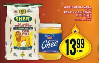 Food Basics SHER DURUM ATTA, BRAR'S OR NANAK DESI GHEE offer