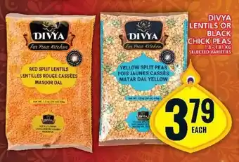 Food Basics DIVYA LENTILS OR BLACK CHICK PEAS 1.8-1.81 KG SELECTED VARIETIES offer