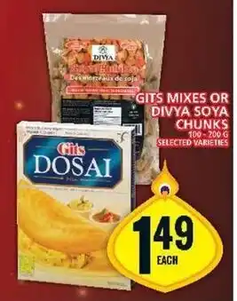 Food Basics GITS MIXES OR DIVYA SOYA CHUNKS 100-200G SELECTED VARIETIES offer