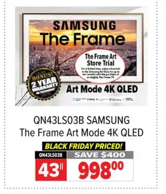 2001 Audio Video Samsung the frame art mode 4k qled 43 offer