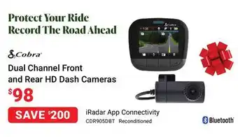 Visions Electronics Cobra dual channel front and rear hd dash cameras offer