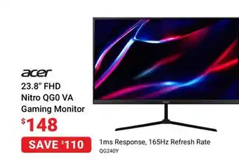 Visions Electronics Acer 23.8 fhd nitro qg0 va gaming monitor offer