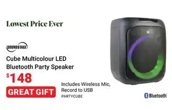 Visions Electronics Soundstage cube multicolour led bluetooth party speaker offer