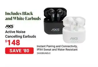 Visions Electronics Axs audio active noise cancelling earbuds offer