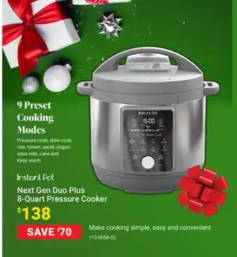 Visions Electronics Instant pot next gen duo plus 8-quart pressure cooker offer