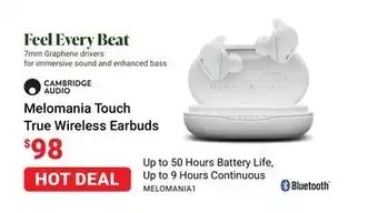 Visions Electronics Cambridge audio melomania touch true wireless earbuds offer