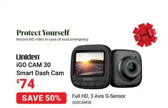 Visions Electronics Uniden igo cam 30 smart dash cam offer