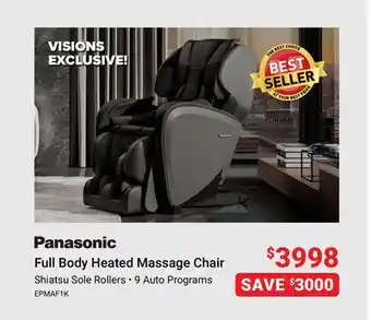 Visions Electronics Panasonic full body heated massage chair offer
