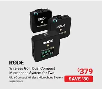 Visions Electronics Rode wireless go ii dual compact microphone system for two offer