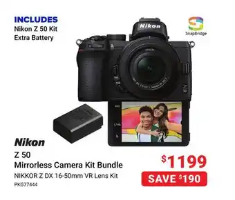 Visions Electronics Nikon z 50 mirrorless camera kit bundle offer