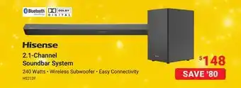 Visions Electronics Hisense 2.1-channel soundbar system offer