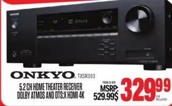 Centre Hi-Fi Onkyo 5.2 ch home theater receiver dolby atmos and dts:x hdmi 4k offer