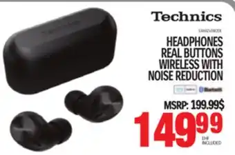 Centre Hi-Fi Technics headphones real buttons wireless with noise reduction offer