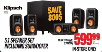 Centre Hi-Fi Klipsch 5.1 speaker set including subwoofer offer