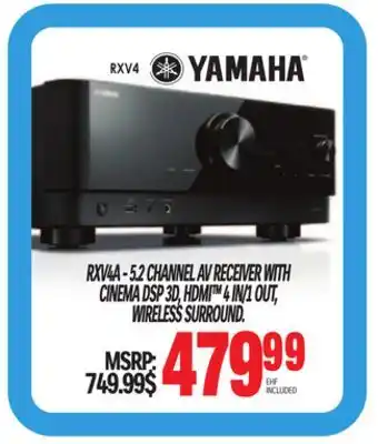 Centre Hi-Fi Yamaha rxv4a - 5.2 channel av receiver with cinema dsp 3d, hdmi 4 in/1 out, wireless surround offer