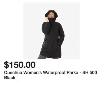 Decathlon Quechua women's waterproof parka - sh 500 black offer