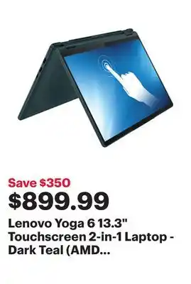 Best Buy Lenovo yoga 6 13.3 touchscreen 2-in-1 laptop - dark teal (amd ryzen 5 7530u/512gb ssd/16gb ram) offer