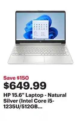 Best Buy Hp 15.6 laptop - natural silver (intel core i5-1235u/512gb ssd/16gb ram/windows 11 home) offer