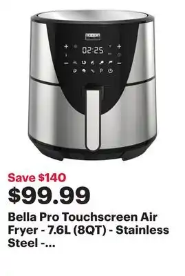 Best Buy Bella pro touchscreen air fryer - 7.6l (8qt) - stainless steel - only at best buy offer