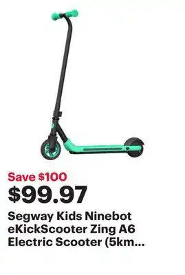Best Buy Segway kids ninebot ekickscooter zing a6 electric scooter (5km range / 12km/h top speed) - dark grey offer