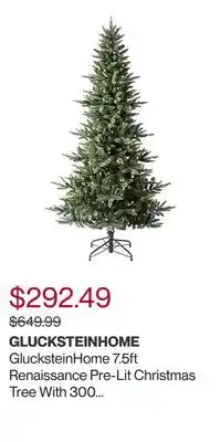 Glucksteinhome 7.5ft renaissance pre-lit christmas tree with 300 7-function warm white lights and 1200 mixed tips