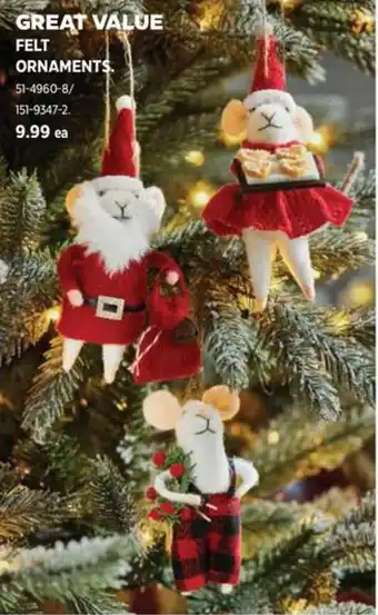 Canadian Tire GREAT VALUE FELT ORNAMENTS offer