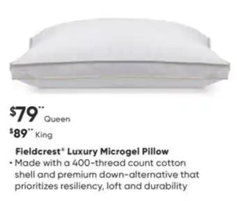 Sleep Country Fieldcrest luxury microgel pillow offer