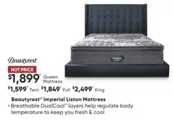 Sleep Country Beautyrest imperial liston mattress offer