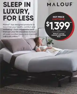 Sleep Country Malouf lounge lifestyle adjustable base offer