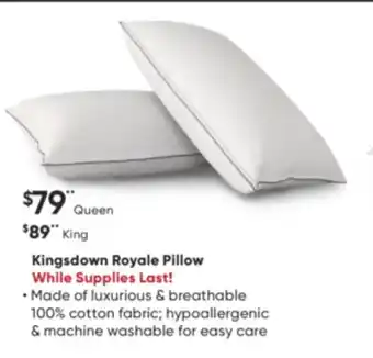Sleep Country Kingsdown royale pillow offer