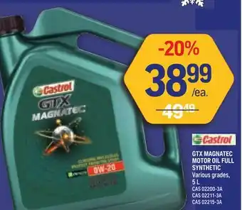 NAPA Auto Parts Castrol gtx magnatec motor oil full synthetic offer