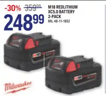 NAPA Auto Parts Milwaukee m18 redlithium xc5.0 battery 2-pack offer