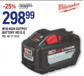 NAPA Auto Parts Milwaukee m18 high output battery hd12.0 offer