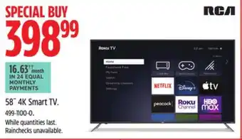Canadian Tire Rca 58 4k smart tv offer