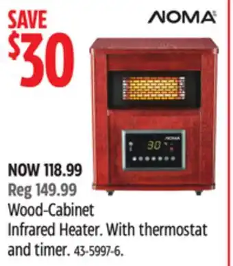 Canadian Tire Noma wood-cabinet infrared heater offer