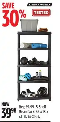 Canadian Tire Certified 5-shelf resin rack offer