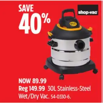 Canadian Tire Shop-vac 30l stainless-steel wet/dry vac offer