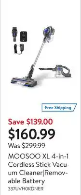 Walmart Moosoo xl 4-in-1 cordless stick vacuum cleaner|removable battery offer