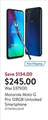 Walmart Motorola moto g pro 128gb unlocked smartphone offer