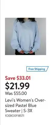 Walmart Levi's women's oversized pastel blue sweater | s-3x offer